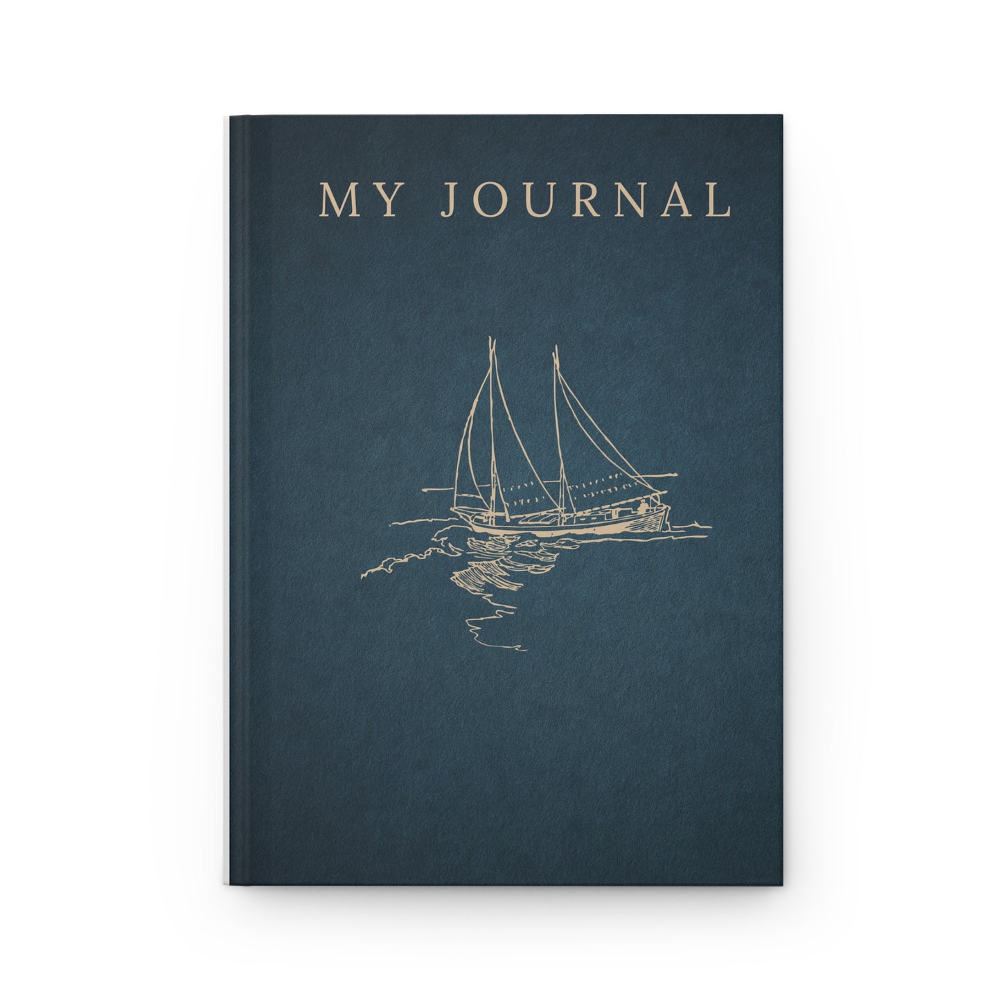 Elegant Sea Blue Journal with artistic ship - Hardcover Journal Matte for journaling, notes, study, thought dump, planning - The Elysian Store