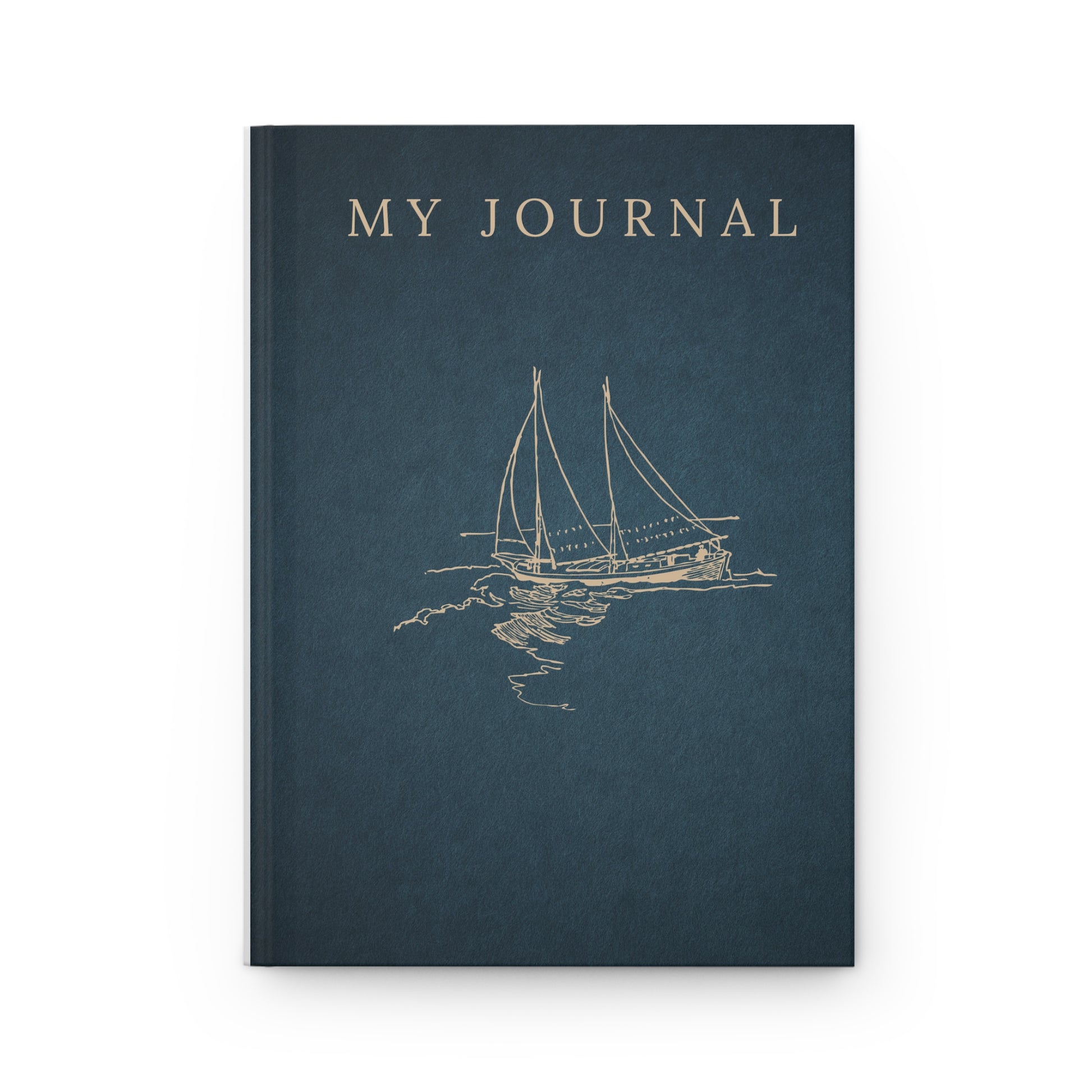 Elegant Sea Blue Journal with artistic ship - Hardcover Journal Matte for journaling, notes, study, thought dump, planning - The Elysian Store