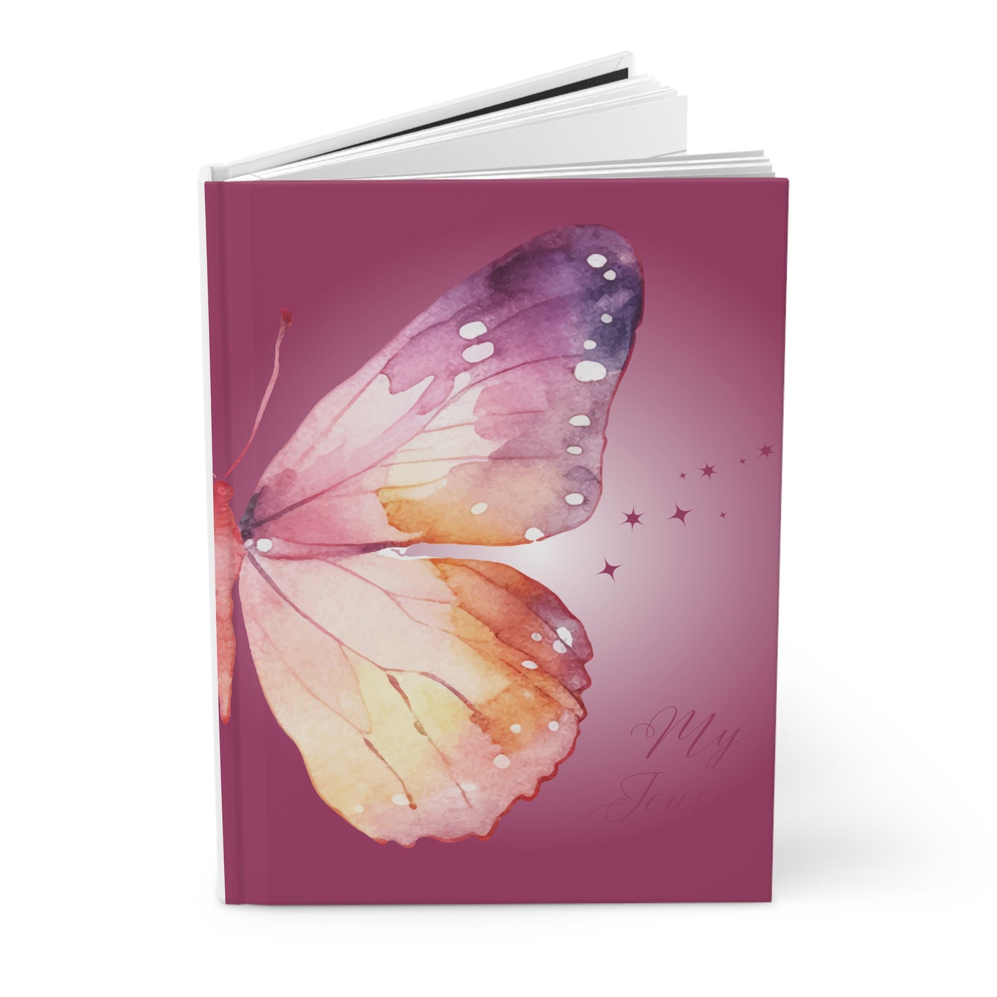 Royal Pink Large Butterfly Hardcover Journal Matte for journaling, notes, study, thought dump, planning - The Elysian Store