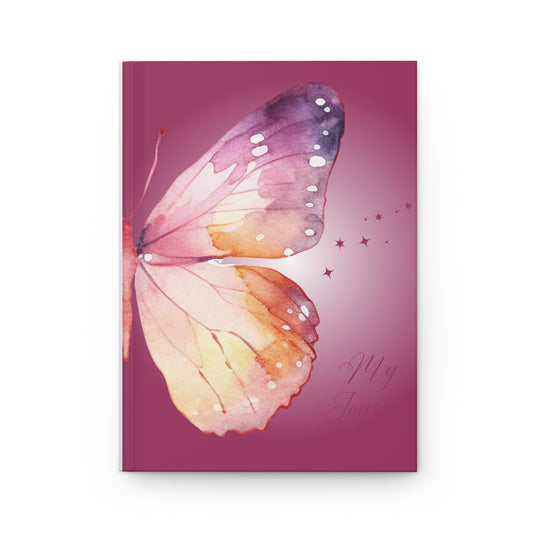 Royal Pink Large Butterfly Hardcover Journal Matte for journaling, notes, study, thought dump, planning - The Elysian Store