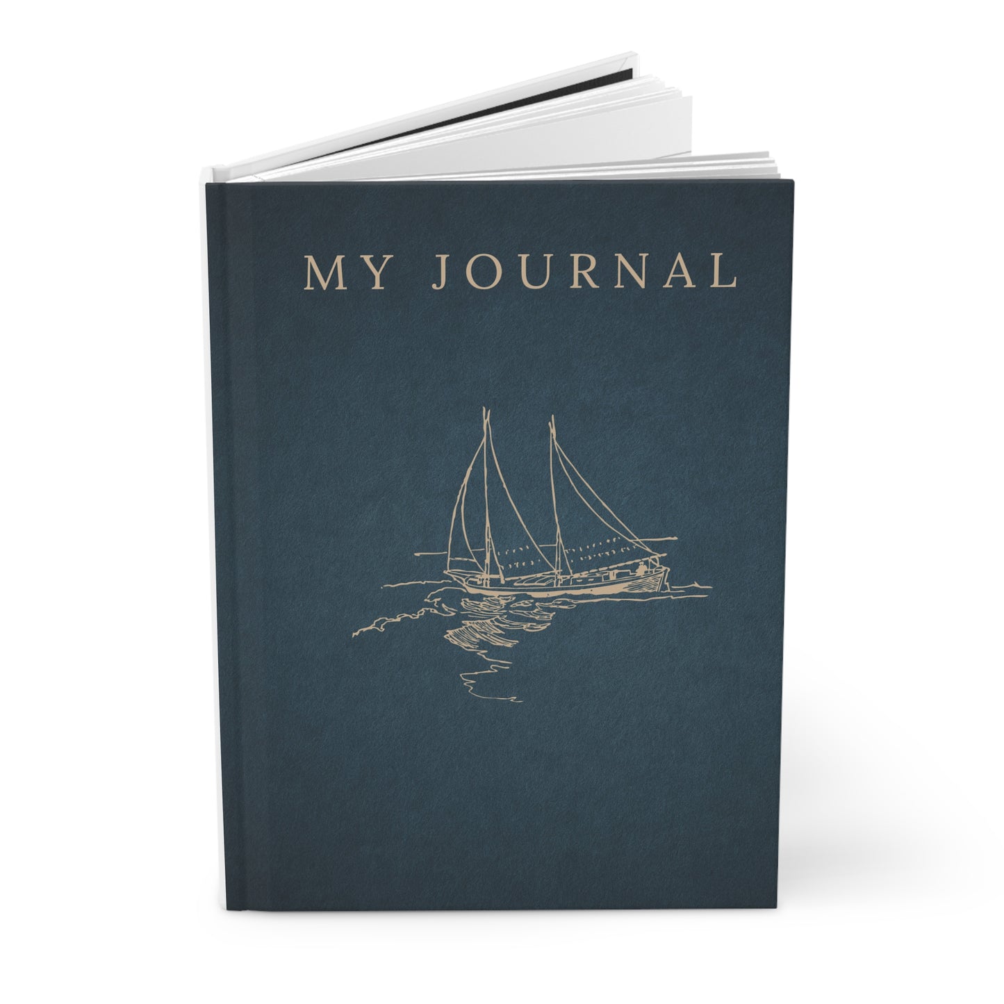 Elegant Sea Blue Journal with artistic ship - Hardcover Journal Matte for journaling, notes, study, thought dump, planning - The Elysian Store
